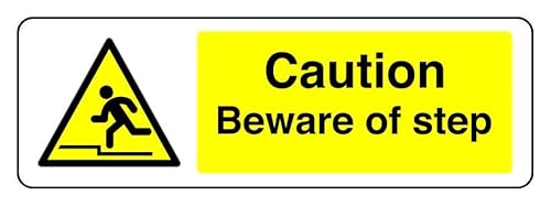 Schild mit der Aufschrift "Caution Beware Of Step", 3 mm Alu-Dibond-Sicherheitsschild für den Innen- und Außenbereich, 450 mm x 150 mm, Sichtweite 5 m. Schild mit der Aufschrift "Caution Beware Of Step", 3 mm Alu-Dibond-Sicherheitsschild für den Innen- und Außenbereich, 450 mm x 150 mm, Sichtweite 5 m. von Safety First Display LTD