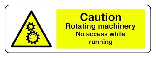 Schild mit der Aufschrift "Caution Rotating Machinery No Access While Running", 3 mm Alu-Dibond-Sicherheitsschild für den Innen- und Außenbereich, 450 mm x 150 mm, Sichtweite 5 m. Schild mit der Aufschrift "Caution Rotating Machinery No Access While Running", 3 mm Alu-Dibond-Sicherheitsschild für den Innen- und Außenbereich, 450 mm x 150 mm, Sichtweite 5 m. von Safety First Display LTD