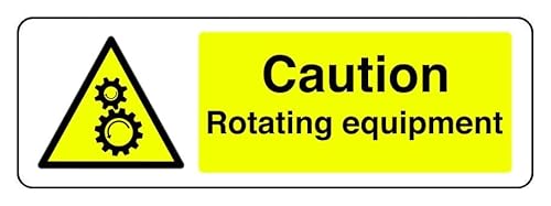 Sicherheitsschild "A Caution Rotating Equipment", 3 mm Aluminium-Dibond für den Innen- und Außenbereich (600 mm x 200 mm), 7 m Sichtabstand von Safety First Display LTD