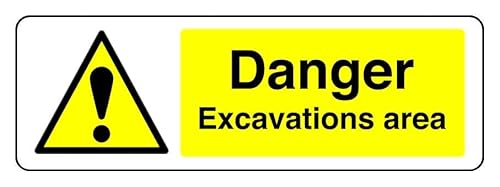 Sicherheitsschild "Danger Excavations Area", 3 mm Aluminium-Dibond für den Innen- und Außenbereich (300 mm x 100 mm), 5 m Sichtabstand von Safety First Display LTD