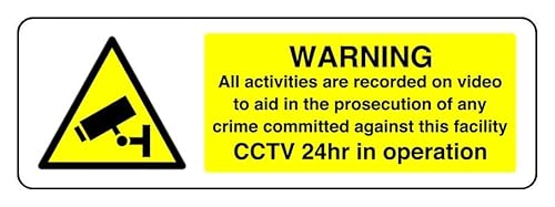 Sicherheitsschild "Prosecution Of Any Crime Committed Against This Facility CCTV 24Hr In Operation", 3 mm Aluminium-Dibond für den Innen- und Außenbereich (600 mm x 200 mm), 7 m Sichtabstand von Safety First Display LTD