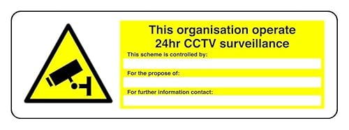 Sicherheitsschild "This Organisation Operate 24Hr Cctv Surveillance This Scheme Is Controlled", 1,2 mm starrer Kunststoff für den Innen- und Außenbereich (450 mm x 150 mm) Sichtabstand innerhalb von 7 von Safety First Display LTD