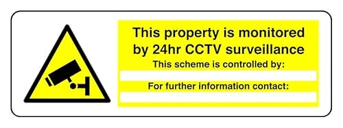Sicherheitsschild "This Property Is Monitorored By 24Hr Cctv Surveillance This Scheme Is Controlled", 3 mm Aluminium-Dibond für den Innen- und Außenbereich (600 mm x 200 mm), 7 m Sichtabstand von Safety First Display LTD