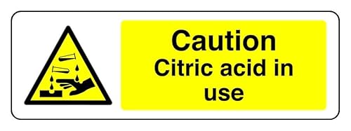 Sicherheitsschild mit Aufschrift "Caution Citric Acid In Use", selbstklebend, 600 mm x 200 mm, Sichtabstand innerhalb von 14 m. Sicherheitsschild mit Aufschrift "Caution Citric Acid In Use", selbstklebend, 600 mm x 200 mm, Sichtabstand innerhalb von 14 m. von Safety First Display LTD