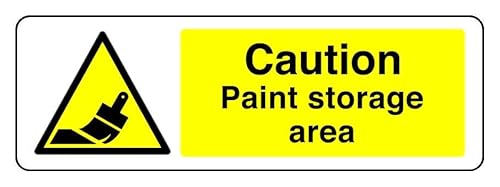 Sicherheitsschild mit Aufschrift "Caution Paint Storage Area", selbstklebend, 300 mm x 100 mm, Sichtabstand innerhalb von 5 m. von Safety First Display LTD