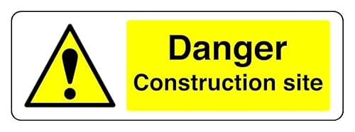 Sicherheitsschild mit Aufschrift "Danger Construction Site", 1,2 mm starrer Kunststoff für den Innen- und Außenbereich (150 mm x 50 mm) Sichtabstand innerhalb von 3 m. von Safety First Display LTD