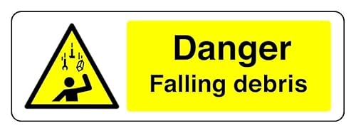 Sicherheitsschild mit Aufschrift "Danger Falling Debris", 3 mm Aluminium-Dibond für den Innen- und Außenbereich (600 mm x 200 mm), 7 m Sichtabstand von Safety First Display LTD