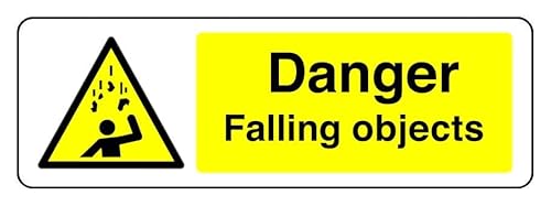 Sicherheitsschild mit Aufschrift "Danger Falling Objects", 3 mm Aluminium-Dibond für den Innen- und Außenbereich (300 mm x 100 mm), 5 m Sichtabstand von Safety First Display LTD