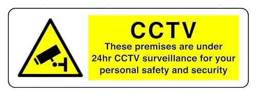 Sicherheitsschild mit Aufschrift "These Premises Are Under 24Hr Cctv Surveillance For Your Personal Safety And Security", selbstklebend, 150 mm x 50 mm, Sichtabstand innerhalb von 3 m. Sicherheitsschild mit Aufschrift "These Premises Are Under 24Hr Cctv Surveillance For Your Personal Safety And Security", selbstklebend, 150 mm x 50 mm, Sichtabstand innerhalb von 3 m. von Safety First Display LTD