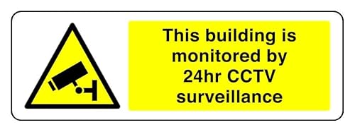 Sicherheitsschild mit Aufschrift "This Building Is Monitored By 24Hr Cctv Surveillance", 3 mm Aluminium-Dibond für den Innen- und Außenbereich (600 mm x 200 mm), 7 m Sichtabstand von Safety First Display LTD