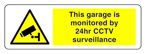 Sicherheitsschild mit Aufschrift "This Garage Is Monitored By 24Hr Cctv Surveillance", 3 mm Aluminium-Dibond für den Innen- und Außenbereich (300 mm x 100 mm), 5 m Sichtabstand von Safety First Display LTD