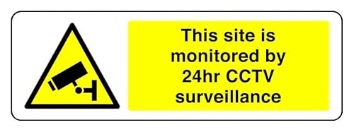 Sicherheitsschild mit Aufschrift "This Site Is Monitored By 24Hr Cctv Surveillance", 3 mm Aluminium-Dibond für den Innen- und Außenbereich (600 mm x 200 mm), 7 m Sichtabstand von Safety First Display LTD