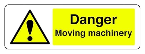 Warnschild "Danger Moving Machinery", 1,2 mm starrer Kunststoff, zur Verwendung im Innen- und Außenbereich (600 mm x 200 mm), Sichtweite bis zu 14 m. von Safety First Display LTD