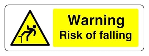 Warnschild "Warning Risk Of Falling" – 3 mm Aluminium-Dibond für den Innen- und Außenbereich (450 mm x 150 mm), 5 m Sichtabstand von Safety First Display LTD