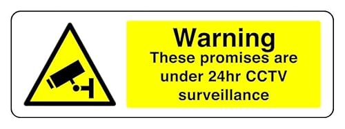 Warnschild "Warning These Promises Are Under 24Hr Cctv Surveillance" – Sicherheitsschild, 3 mm Aluminium-Dibond für den Innen- und Außenbereich (600 mm x 200 mm), 7 m Sichtabstand von Safety First Display LTD