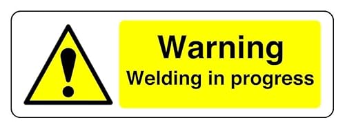Warnschild "Warning Welding In Progress – 3 mm Aluminium-Dibond für den Innen- und Außenbereich (300 mm x 100 mm), 5 m Sichtabstand von Safety First Display LTD