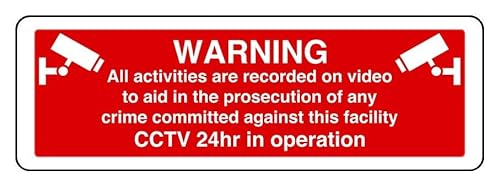 Warnschild mit Aufschrift "The Prosecution Of Any Crime Committed Against This Facility Cctv 24Hr In Operation", selbstklebend, 300 mm x 100 mm Warnschild mit Aufschrift "The Prosecution Of Any Crime Committed Against This Facility Cctv 24Hr In Operation", selbstklebend, 300 mm x 100 mm von Safety First Display LTD