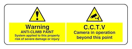 Warnschild mit Aufschrift "Warning Anti-Climb Paint System Applied To This Property Risk Of Severe Damage Or Injury" – Sicherheitsschild – selbstklebender Aufkleber (600 mm x 200 mm) Sichtabstand von Safety First Display LTD