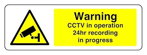 Warnschild mit Aufschrift "Warning Cctv In Operation 24Hr Recording In Progress – Sicherheitsschild – Hohe Klebekraft (300 mm x 100 mm) Sichtabstand innerhalb von 5 m. von Safety First Display LTD