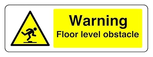 Warnschild mit Aufschrift "Warning Floor Level Hindernis", 3 mm Aluminium-Dibond für den Innen- und Außenbereich (600 mm x 200 mm), 7 m Sichtabstand von Safety First Display LTD