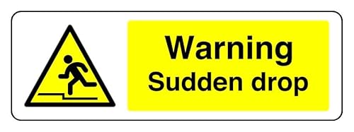Warnschild mit Aufschrift "Warning Sudden Drop", selbstklebend, 150 mm x 50 mm, Sichtabstand innerhalb von 3 m. Warnschild mit Aufschrift "Warning Sudden Drop", selbstklebend, 150 mm x 50 mm, Sichtabstand innerhalb von 3 m. von Safety First Display LTD