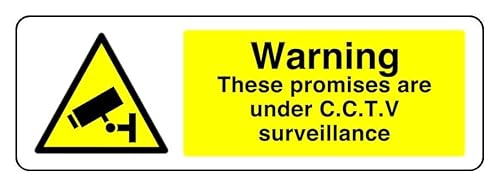 Warnschild mit der Aufschrift "Warning These Promises Are Under C T V Surveillance", 3 mm Aluminium-Dibond für den Innen- und Außenbereich (600 mm x 200 mm), 7 m Sichtabstand von Safety First Display LTD