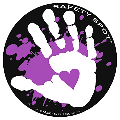 Safety Spot Magnet – Kinderhandabdruck für Auto, Parkplatz, Schwarzer Hintergrund mit farbigem Farbspritzer (lila) von Safety Spot