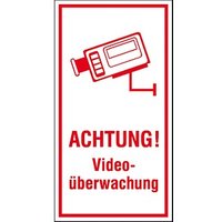 SafetyMarking® Hinweisschild "Achtung! Videoüberwachung " rechteckig 8,0 x 15,0 cm von SafetyMarking®