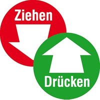 SafetyMarking® Hinweisaufkleber "Drücken/Ziehen mit Pfeil " rund 10,0 cm von SafetyMarking®