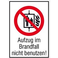 SafetyMarking® Verbotsaufkleber "Aufzug im Brandfall nicht benutzen" rechteckig 13,1 x 18,5 cm von SafetyMarking®