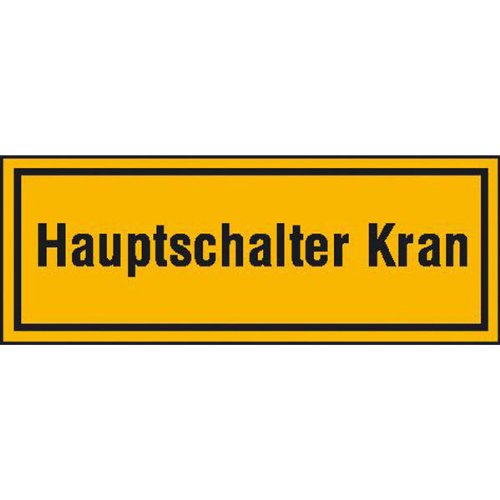 Hinweisschild zur Baustellenkennzeichnung Hauptschalter Kran Größe (BxH): 8,0 x 3,0 cm PVC-Folie, selbstklebend Hinweisschild zur Baustellenkennzeichnung Hauptschalter Kran Größe (BxH): 8,0 x 3,0 cm PVC-Folie, selbstklebend von SafetyMarking