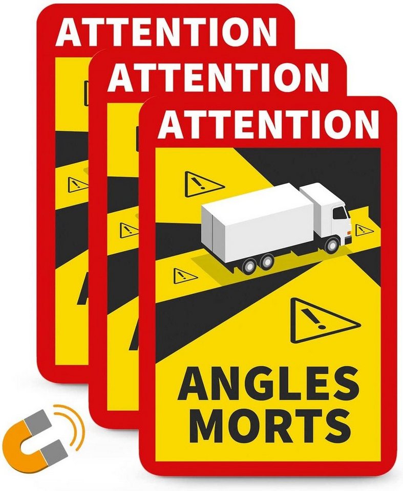 SafetyMarking Magnetfolie Angles Morts - für LKWs über 3,5 t, 17x25 cm (BxH), (3St), Qualität made in Germany von SafetyMarking