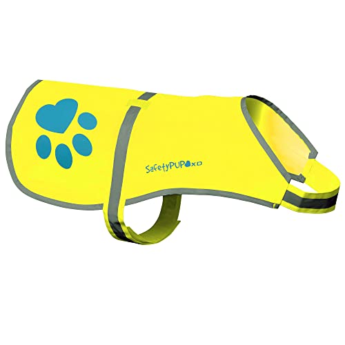 SafetyPUP XD Hund Warnweste, Größen passen Hunde 14 lbs bis 130 lbs Neon Gelb Klein von SafetyPUP XD