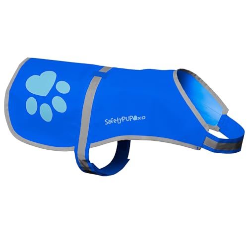 SafetyPUP XD - Schützen Sie Ihren besten Freund. Reflektierende Warnweste für Hunde, bietet entscheidende Sichtbarkeit und hilft Ihnen, an oder aus der Leine (XL, blau) von SafetyPUP XD