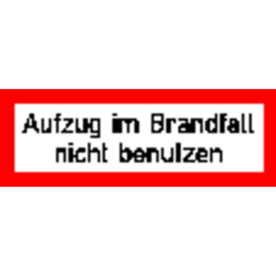 Brandschutzschild "Aufzug im Brandfall nicht.." Folie selbstklebend 297 x 105mm von Safetymarking