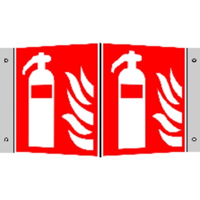 Brandschutzzeichen F001 "Feuerlöscher" Winkelform, Alu 150x150mm von Safetymarking