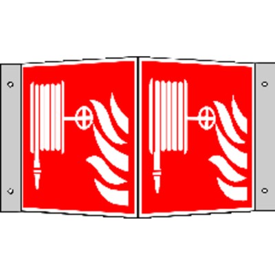 Brandschutzzeichen F002 "Löschschlauch" Winkelform, Alu 200x200mm von Safetymarking