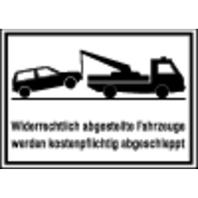 Parkverbotschild Alu 400 x 250mm "Widerrechtlich … abgeschleppt" von Safetymarking