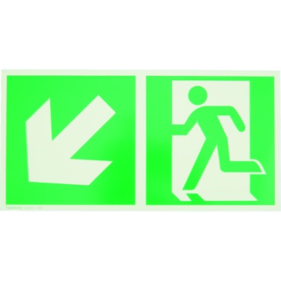 Rettungszeichen E001 "Rettungsweg" Zusatzzeichen E006 unten Alu nachl. 300x150mm von Safetymarking