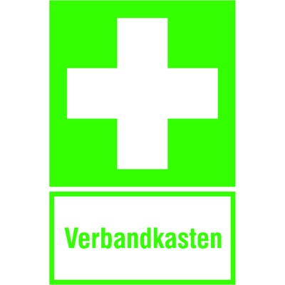 Rettungszeichen E003 "Erste Hilfe" Zusatzschild "Verbandskasten"Folie 300x200mm von Safetymarking
