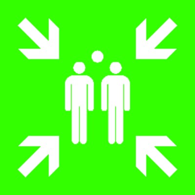 Rettungszeichen E007 "Sammelstelle" Folie 400x400mm von Safetymarking