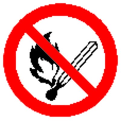 Verbotszeichen P003 "Keine offene Flamme…" Folie nachleuchtend ø200mm von Safetymarking