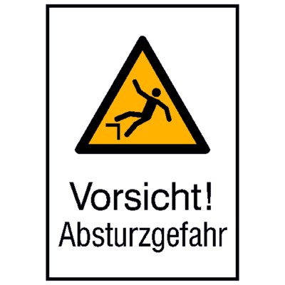 Warnzeichen W008 "Absturzgefahr" Alu, 262x371mm von Safetymarking