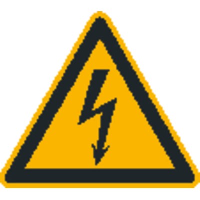 Warnzeichen W012 "Warnung vor elektrischer Spannung" Folie 50mm, 10 Stück von Safetymarking