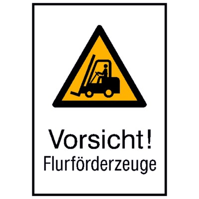 Warnzeichen W014 "Warnung vor Flurförderzeugen" Alu geprägt, 262x371mm von Safetymarking