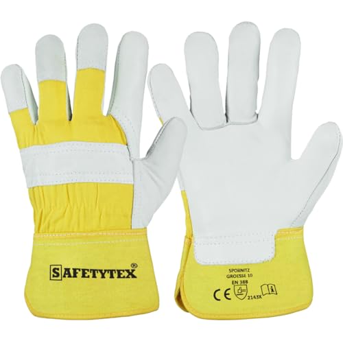 Safetytex Arbeitshandschuhe Rindvollleder Leder Handschuhe Schutzhandschuhe EN388 (Gr. 10, 24 Paar) von Safetytex