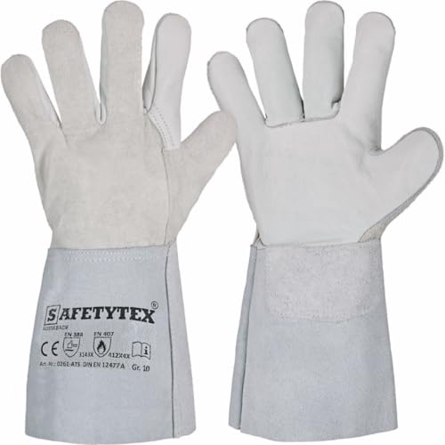 Safetytex Rindleder Handschuhe KOSSEBADE - Schweißerhandschuhe aus Rindvollleder & Spaltleder - Schutz vor Hitze, Funken & mechanischen Einflüssen - Größen: 9 1 Stück von Safetytex