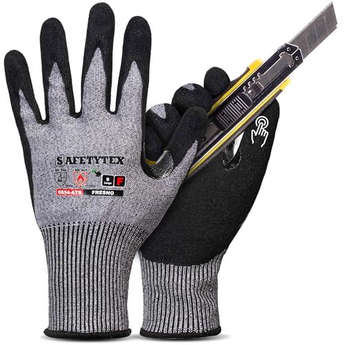 Safetytex Schnittschutzhandschuhe - Schnittfeste Handschuhe Level F - Maximale Sicherheit für Arbeiten mit scharfen Gegenständen - Touchscreen-fähig - Nitrilschaum (Gr.8, 1 Paar) von Safetytex