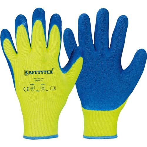 Safetytex Winter Arbeitshandschuhe - gefütterte Kälteschutz Handschuhe - Nahtlose Thermo beschichtung - Kälteschutz bis -30°C - Hohe Griff- & Rutschsicherheit (Gr.9, 12 Paar) von Safetytex