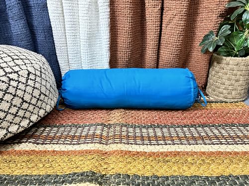 Blauer Nackenrollenbezug, 40,6 x 15,2 cm, 100 % Baumwolle, weich und atmungsaktiv, mit Kordelzug, waschbar, ideal für Yoga, Spa oder Heimdekoration (Türkisblau, 15 cm x 60 cm) von Saffron
